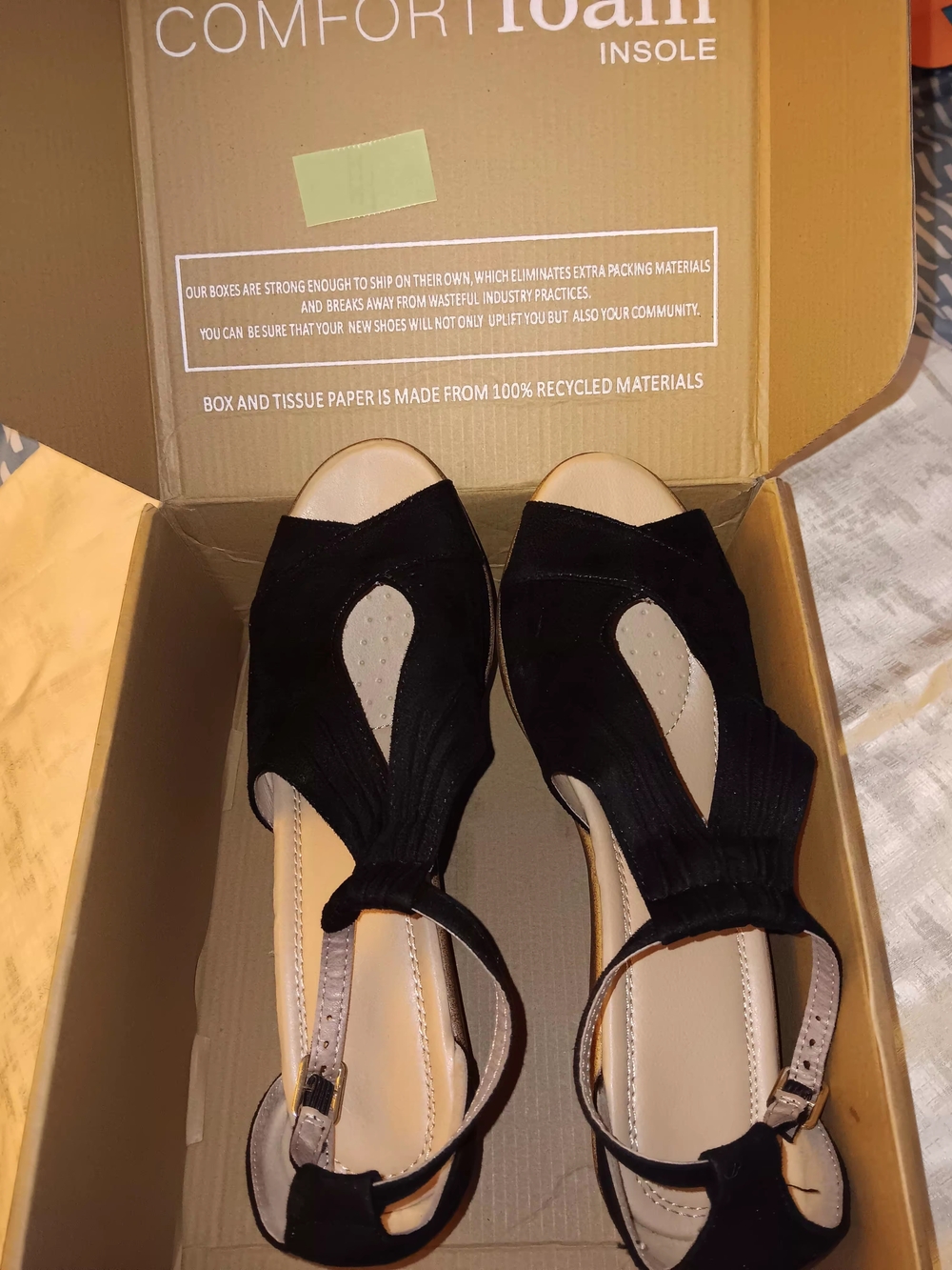 Journee Collection Black Open-Toe Slingback Comfort Sandals - Picture 3 of 4